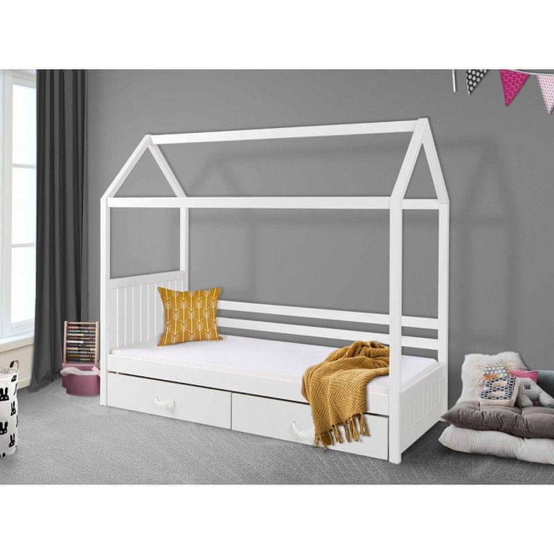 Veneti Detská posteľ domček 80x180 NEBRA - biela